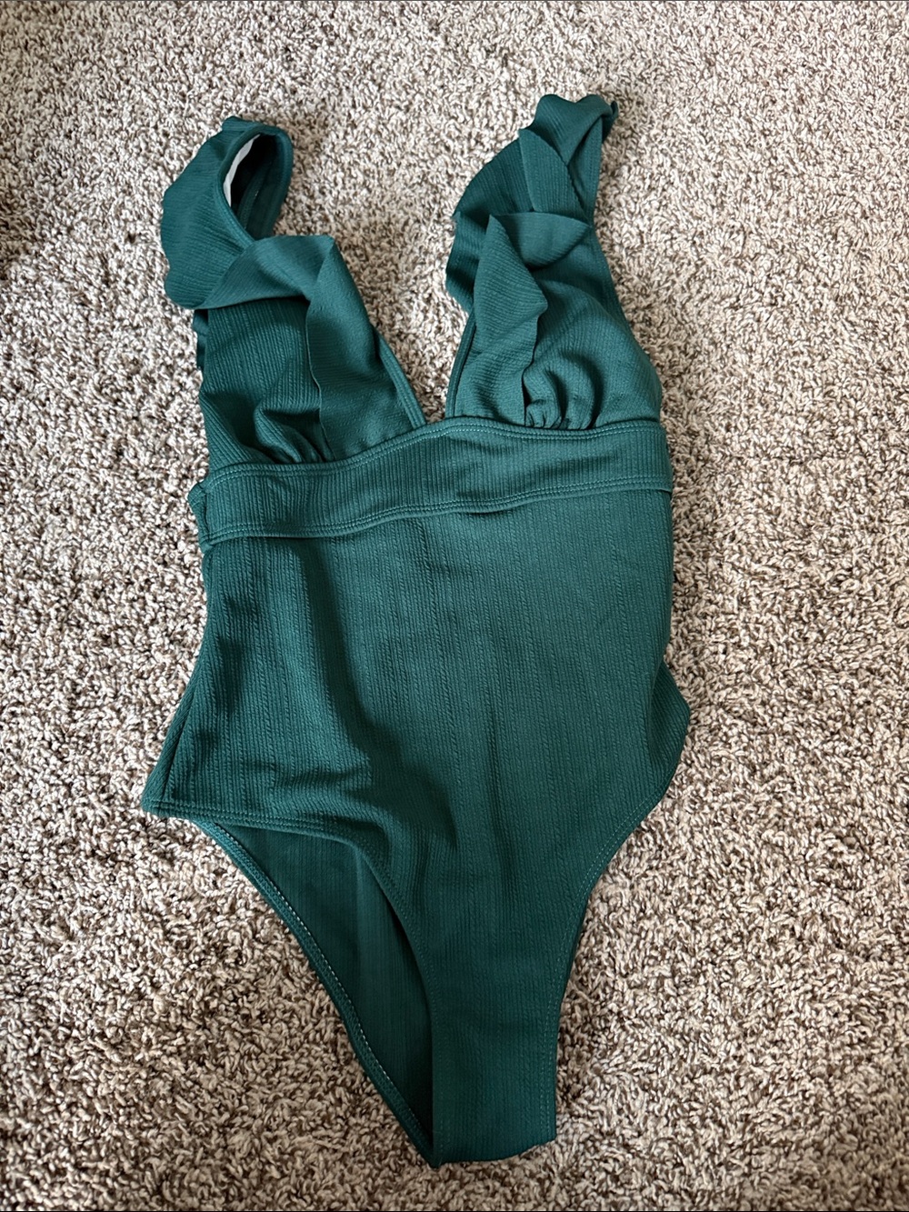Ruffled Strap Emerald One-Piece Swimsuit